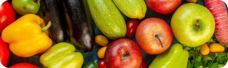 Maçãs, pimentões, berinjelas e abóboras orgânicas